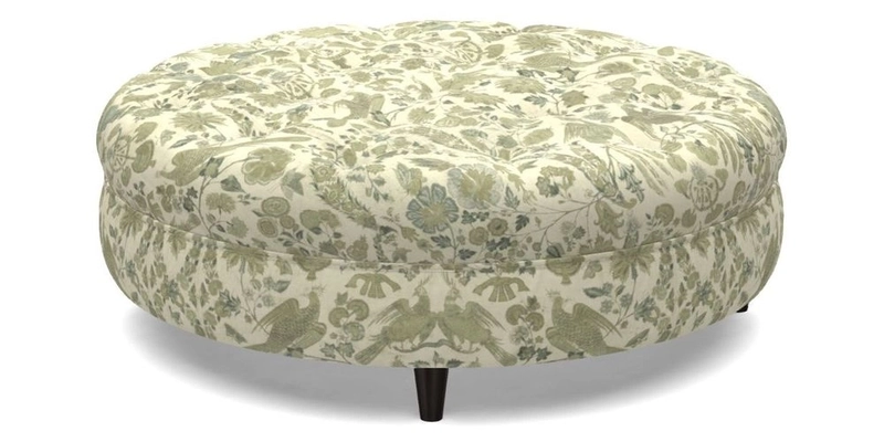 Helmsley Round Footstool in Linwood Omega Velvet Navy