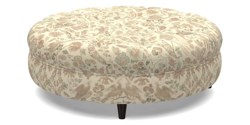 Helmsley Round Footstool in Linwood Omega Velvet Navy