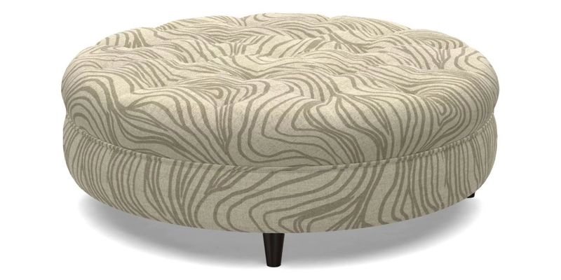 Helmsley Round Footstool in Linwood Omega Velvet Navy