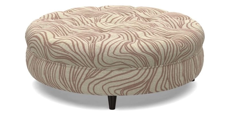 Helmsley Round Footstool in Linwood Omega Velvet Navy