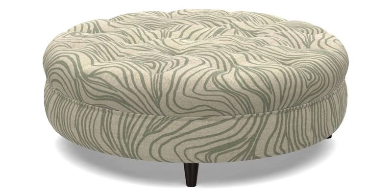 Helmsley Round Footstool in Linwood Omega Velvet Navy
