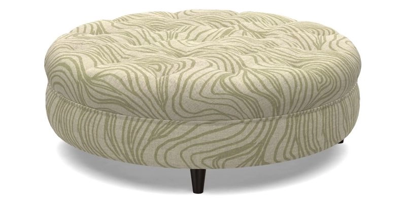 Helmsley Round Footstool in Linwood Omega Velvet Navy