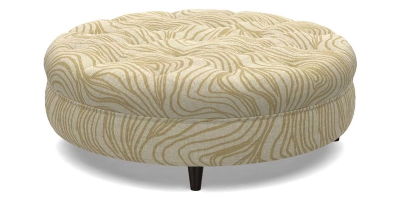 Helmsley Round Footstool in Linwood Omega Velvet Navy