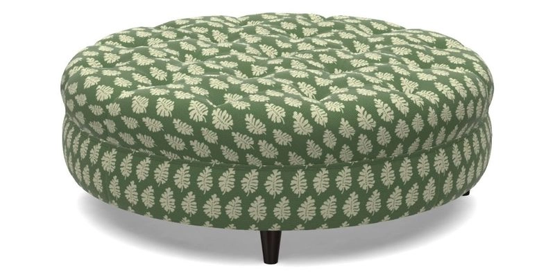 Helmsley Round Footstool in Linwood Omega Velvet Navy