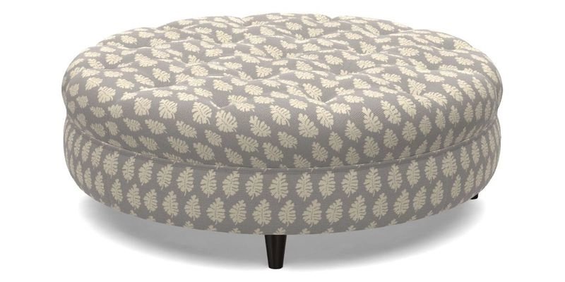 Helmsley Round Footstool in Linwood Omega Velvet Navy