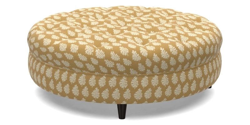 Helmsley Round Footstool in Linwood Omega Velvet Navy