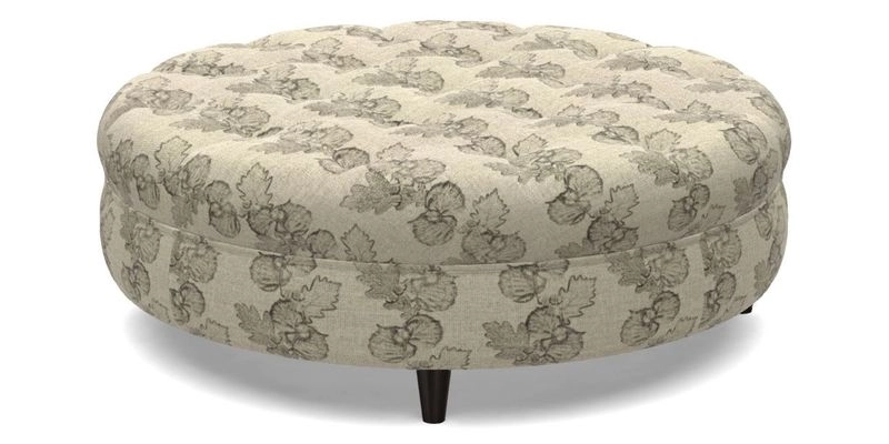 Helmsley Round Footstool in Linwood Omega Velvet Navy