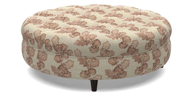 Helmsley Round Footstool in Linwood Omega Velvet Navy