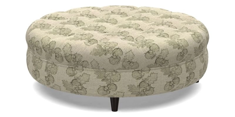 Helmsley Round Footstool in Linwood Omega Velvet Navy