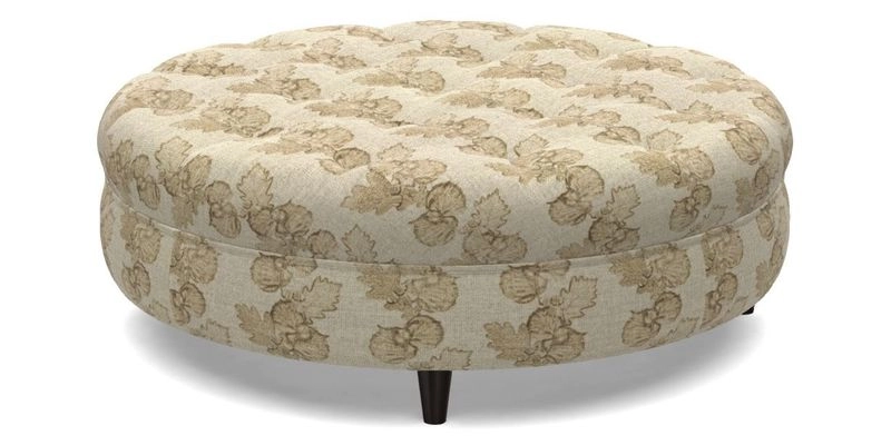 Helmsley Round Footstool in Linwood Omega Velvet Navy