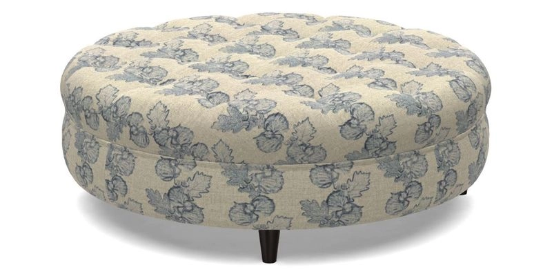 Helmsley Round Footstool in Linwood Omega Velvet Navy