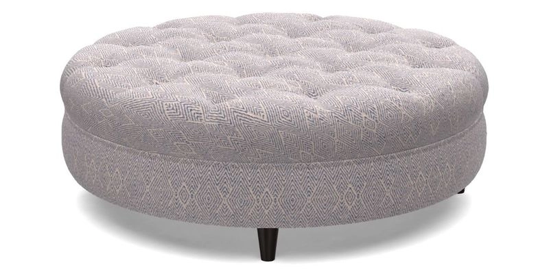Helmsley Round Footstool in Linwood Omega Velvet Navy