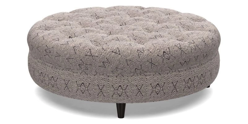 Helmsley Round Footstool in Linwood Omega Velvet Navy