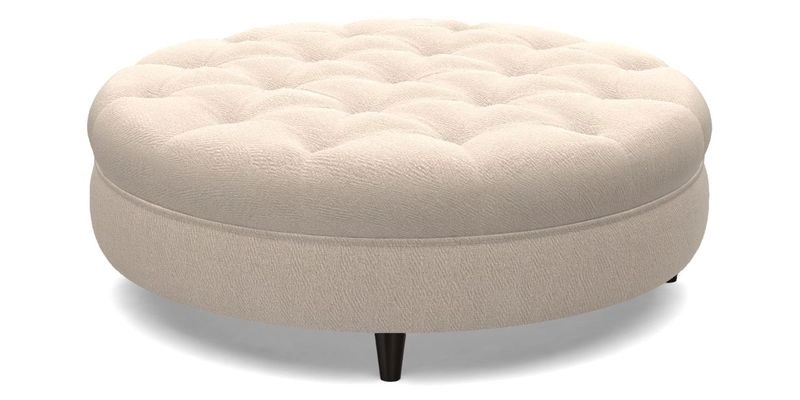 Helmsley Round Footstool in Linwood Omega Velvet Navy