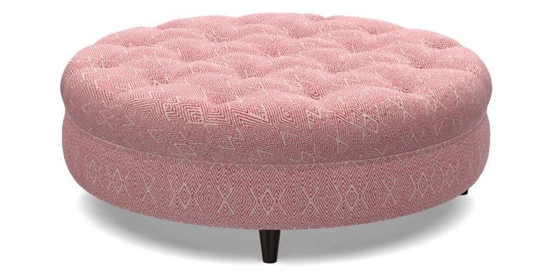 Helmsley Round Footstool in Linwood Omega Velvet Navy