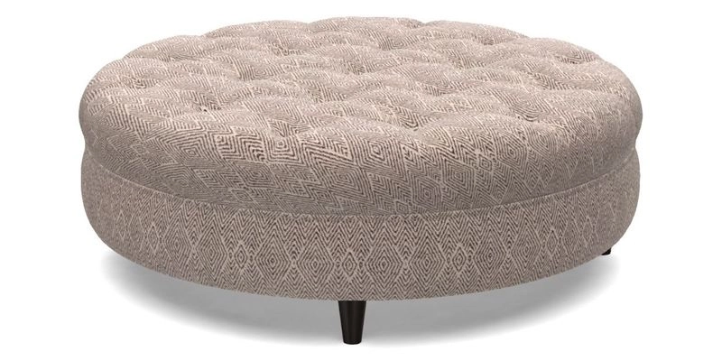 Helmsley Round Footstool in Linwood Omega Velvet Navy