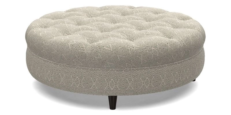 Helmsley Round Footstool in Linwood Omega Velvet Navy