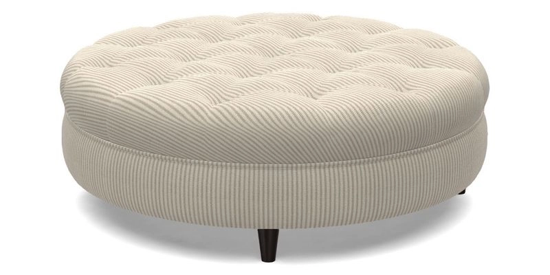Helmsley Round Footstool in Linwood Omega Velvet Navy