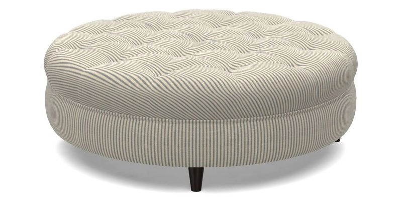 Helmsley Round Footstool in Linwood Omega Velvet Navy