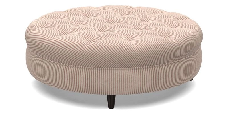 Helmsley Round Footstool in Linwood Omega Velvet Navy