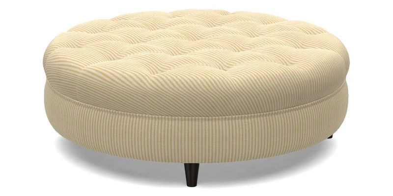 Helmsley Round Footstool in Linwood Omega Velvet Navy