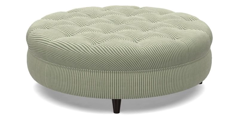 Helmsley Round Footstool in Linwood Omega Velvet Navy