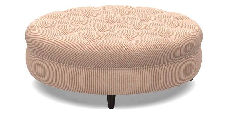 Helmsley Round Footstool in Linwood Omega Velvet Navy