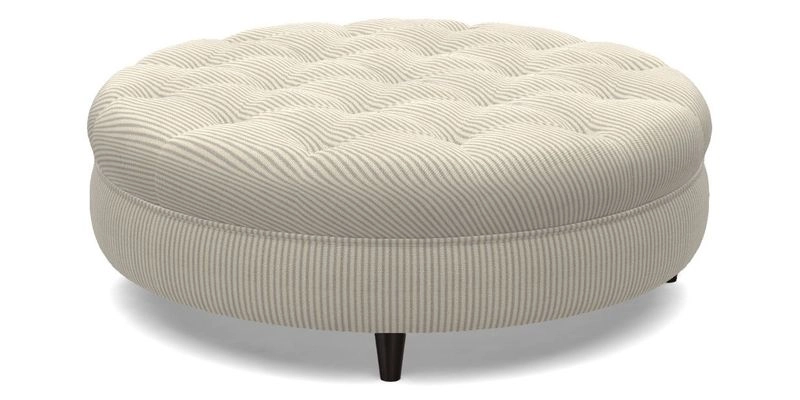 Helmsley Round Footstool in Linwood Omega Velvet Navy