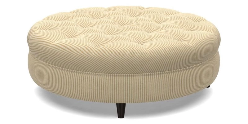 Helmsley Round Footstool in Linwood Omega Velvet Navy