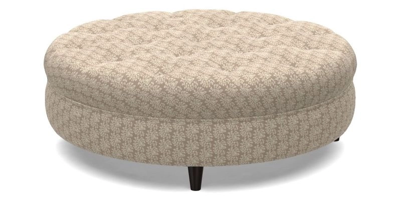 Helmsley Round Footstool in Linwood Omega Velvet Navy