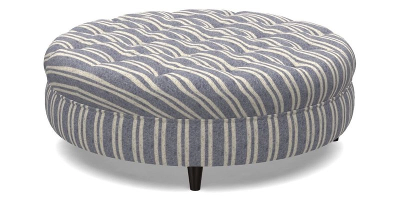 Helmsley Round Footstool in Linwood Omega Velvet Navy