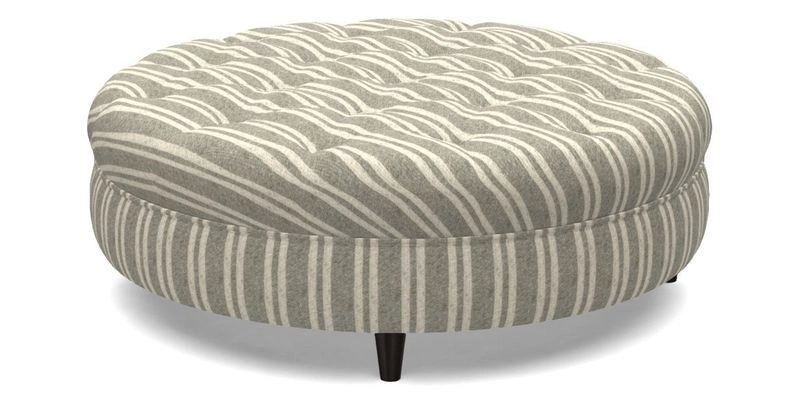 Helmsley Round Footstool in Linwood Omega Velvet Navy