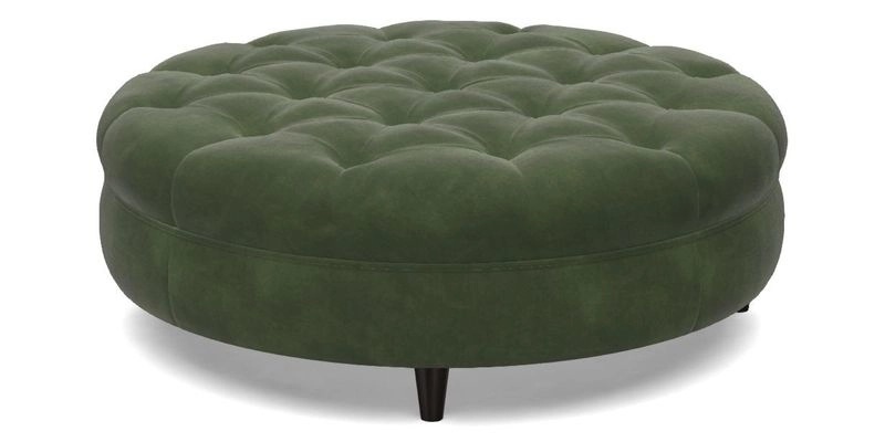 Helmsley Round Footstool in Linwood Omega Velvet Navy