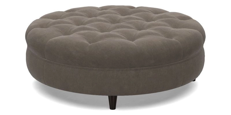 Helmsley Round Footstool in Linwood Omega Velvet Navy