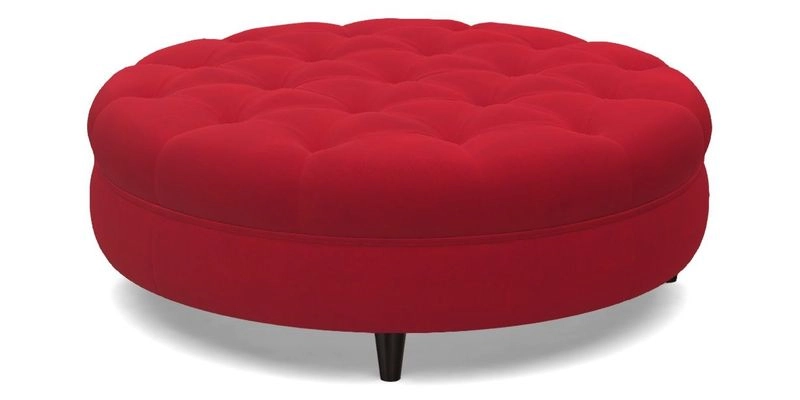 Helmsley Round Footstool in Linwood Omega Velvet Navy