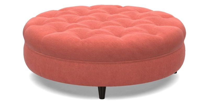 Helmsley Round Footstool in Linwood Omega Velvet Navy