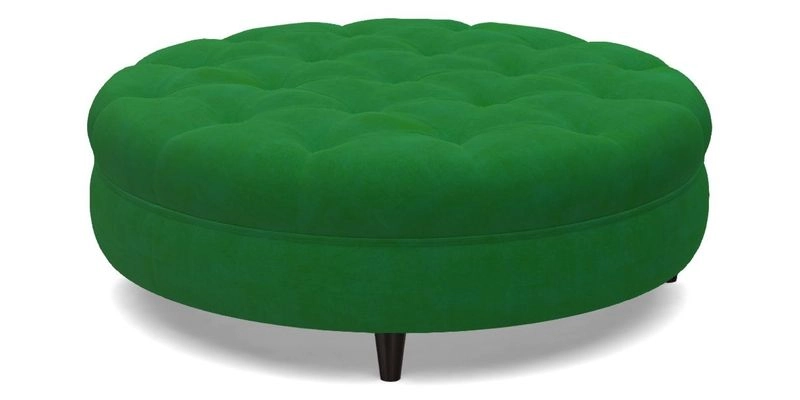 Helmsley Round Footstool in Linwood Omega Velvet Navy