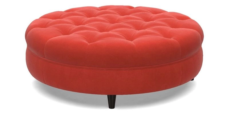 Helmsley Round Footstool in Linwood Omega Velvet Navy