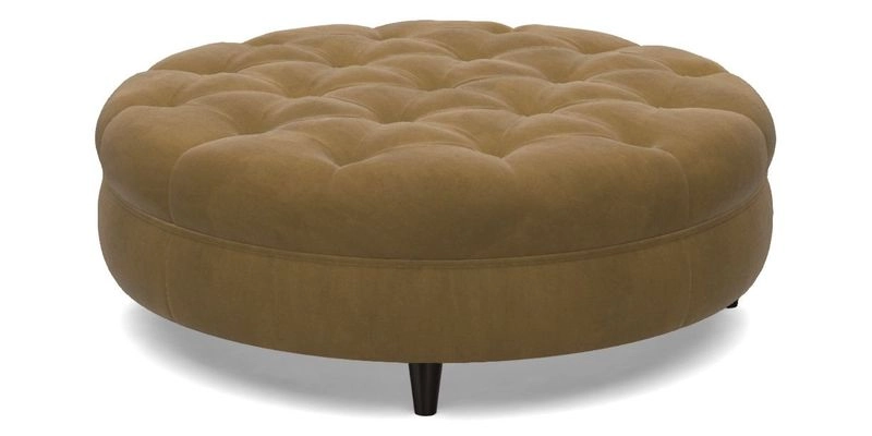 Helmsley Round Footstool in Linwood Omega Velvet Navy