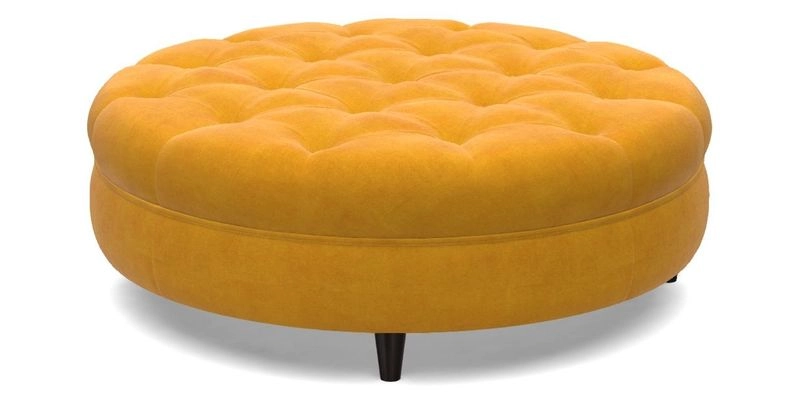 Helmsley Round Footstool in Linwood Omega Velvet Navy