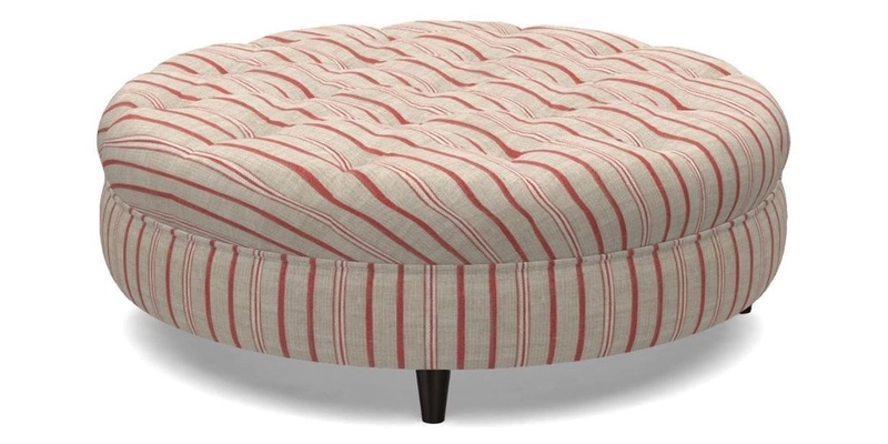 Helmsley Round Footstool in Linwood Omega Velvet Navy
