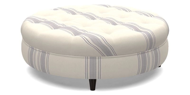 Helmsley Round Footstool in Linwood Omega Velvet Navy