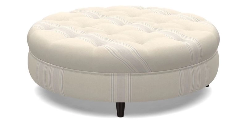 Helmsley Round Footstool in Linwood Omega Velvet Navy