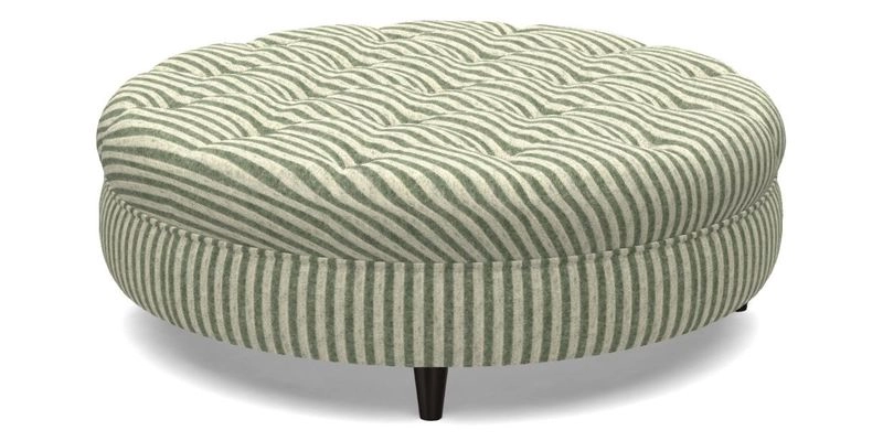 Helmsley Round Footstool in Linwood Omega Velvet Navy