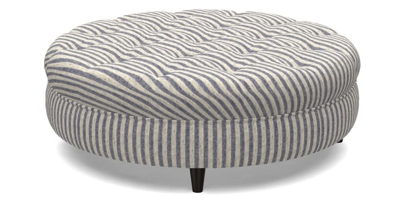 Helmsley Round Footstool in Linwood Omega Velvet Navy