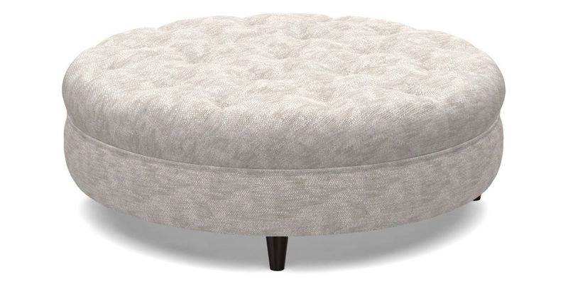 Helmsley Round Footstool in Linwood Omega Velvet Navy