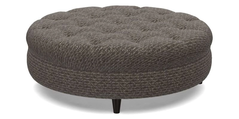 Helmsley Round Footstool in Linwood Omega Velvet Navy