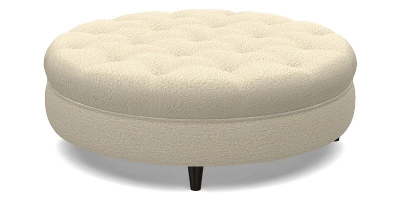 Helmsley Round Footstool in Linwood Omega Velvet Navy