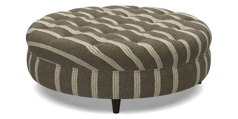 Helmsley Round Footstool in Linwood Omega Velvet Navy