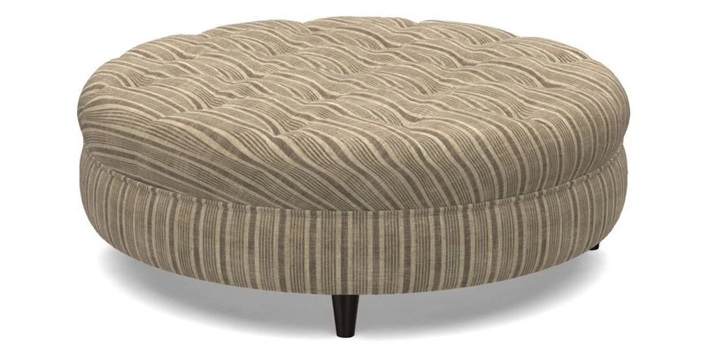 Helmsley Round Footstool in Linwood Omega Velvet Navy